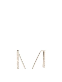 Thread 18K White Gold Ear Hooks With Diamonds