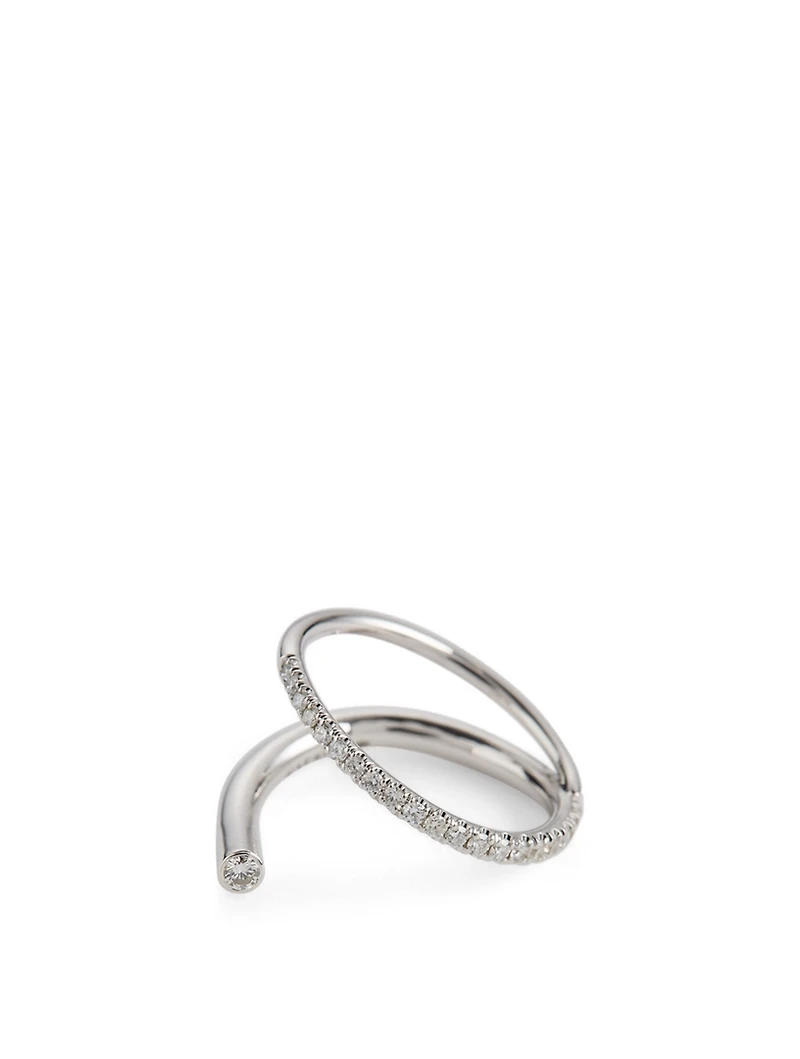 Crescendo Flare 18K White Gold Ring With Diamonds