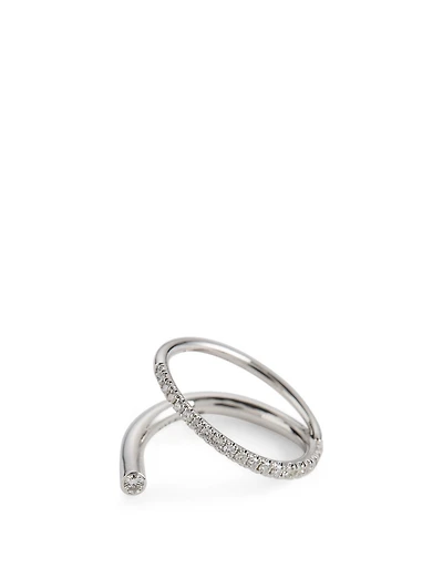 Crescendo Flare 18K White Gold Ring With Diamonds