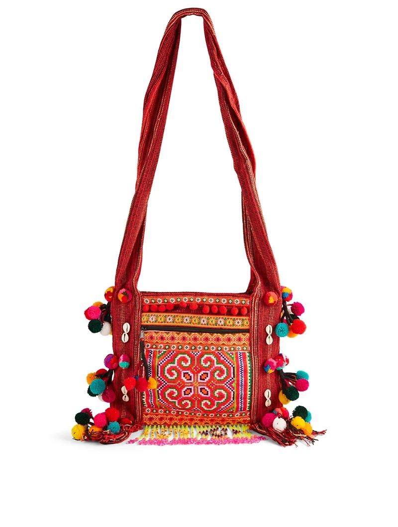 Embroidered Textile Shoulder Bag