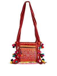 Embroidered Textile Shoulder Bag