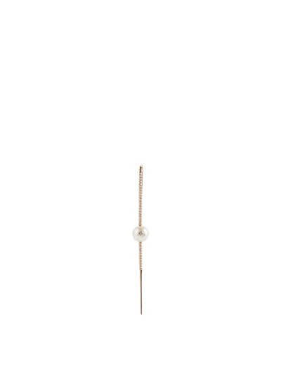 18K Rose Gold Floating Pearl Pavé Diamond Ear Pin