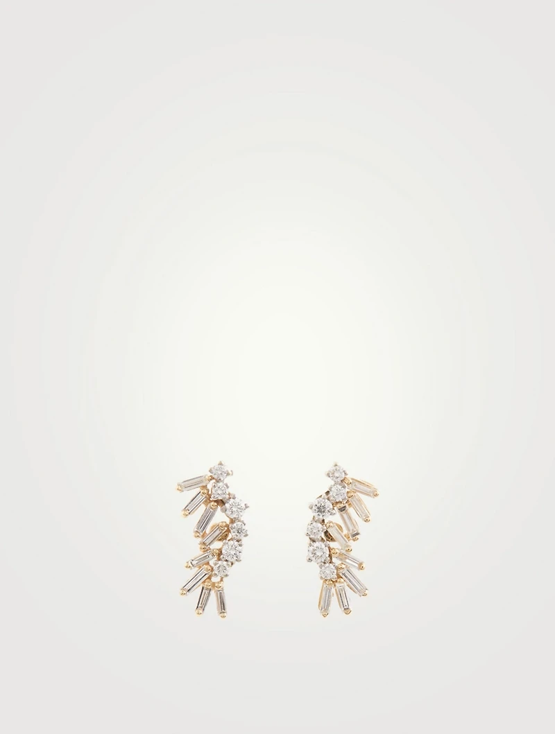 Medium Fireworks Two-Tone 18K Gold Plume Earrings