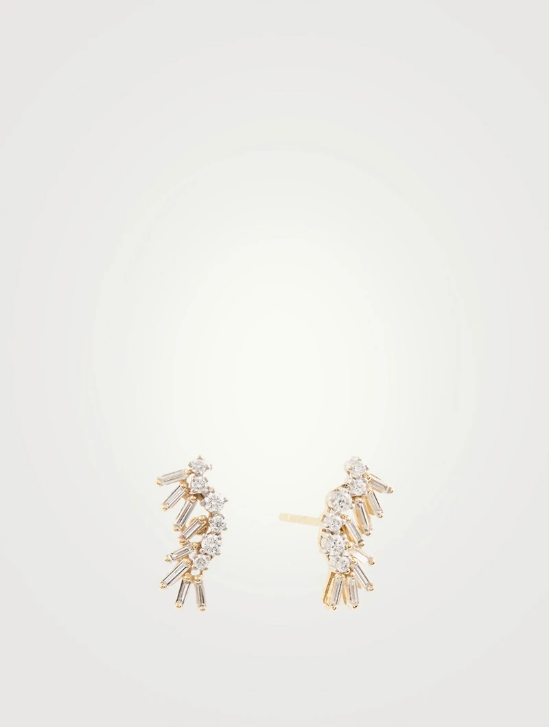 Medium Fireworks Two-Tone 18K Gold Plume Earrings