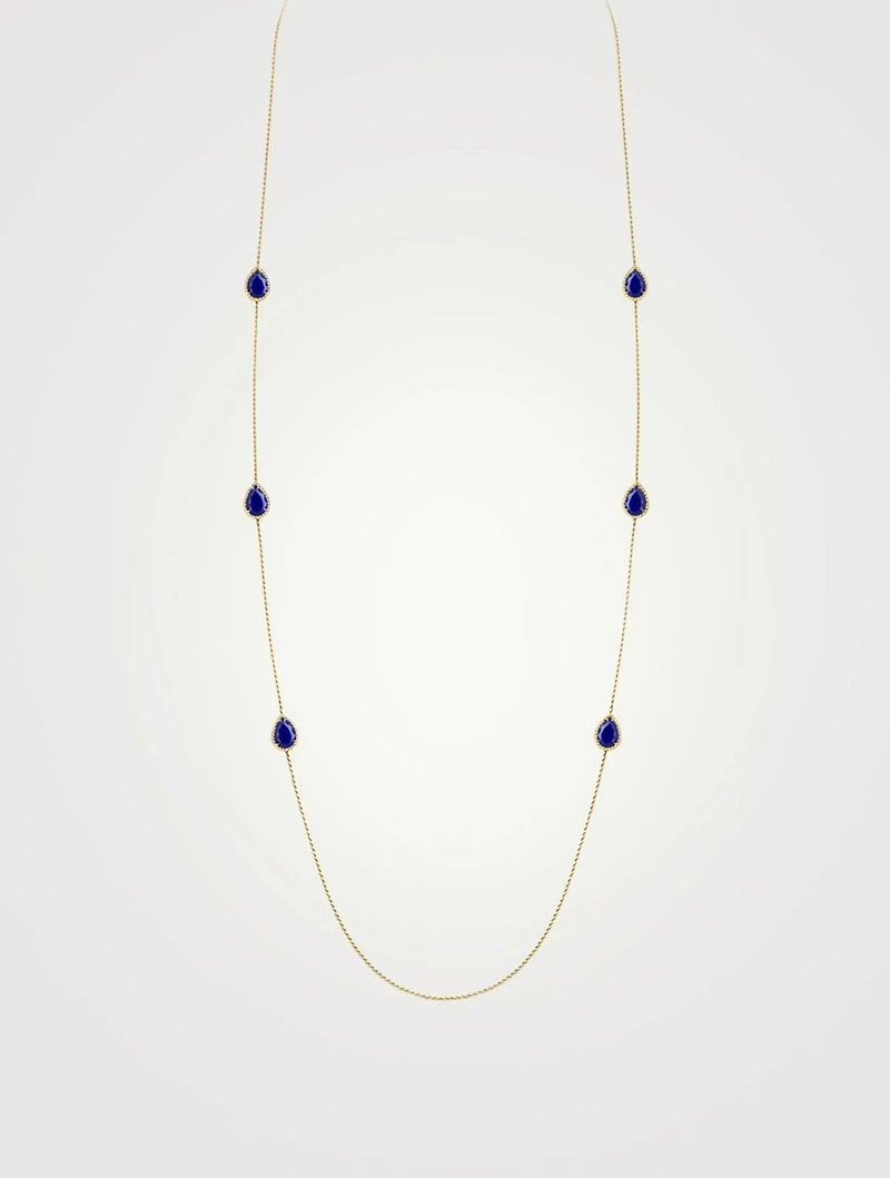 Serpent Boheme Long Gold Necklace With Lapis Lazuli