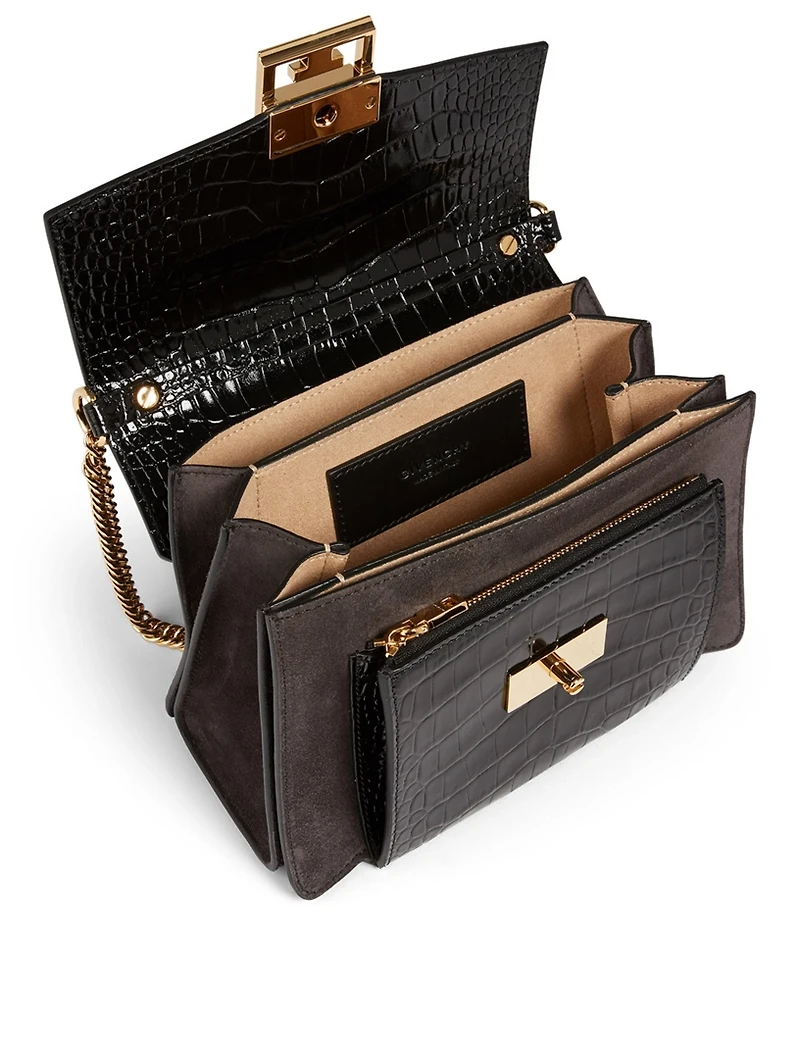 Small GV3 Croc-Embossed Leather Bag