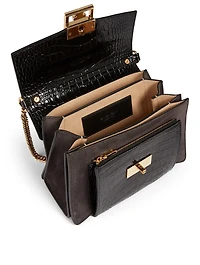 Small GV3 Croc-Embossed Leather Bag