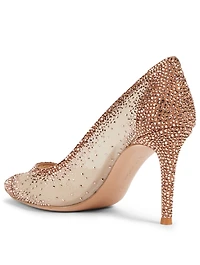 Rania 85 Suede And Organza Pumps With Crystals
