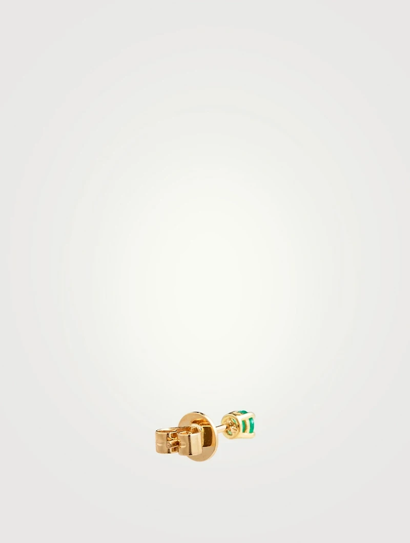 18K Gold Emerald Stud Earrings