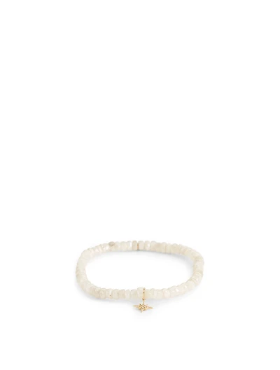 Quartz Beaded Bracelet With Mini 14K Gold Diamond Starburst Charm
