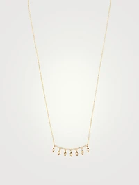 14K Gold Marquis Fringe Bar Necklace With Diamonds