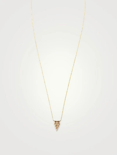 14K Gold Cascade Fringe Triangle Necklace With Diamonds