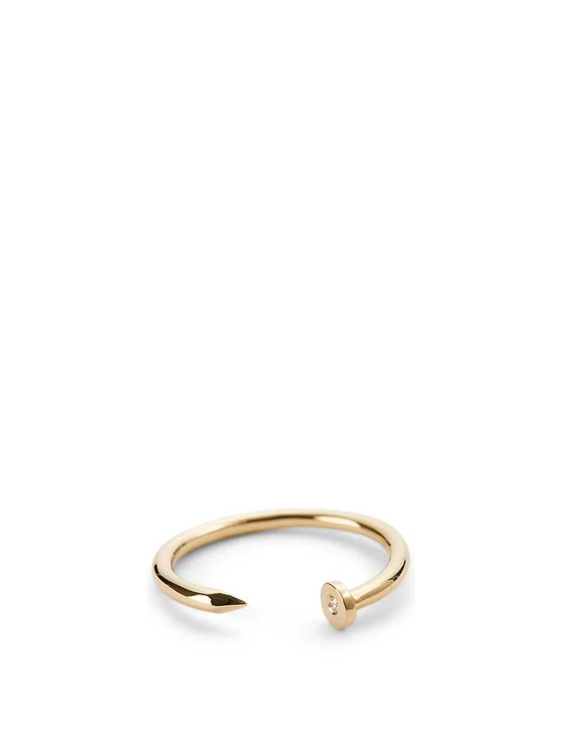 14K Gold Nail Ring With Diamond