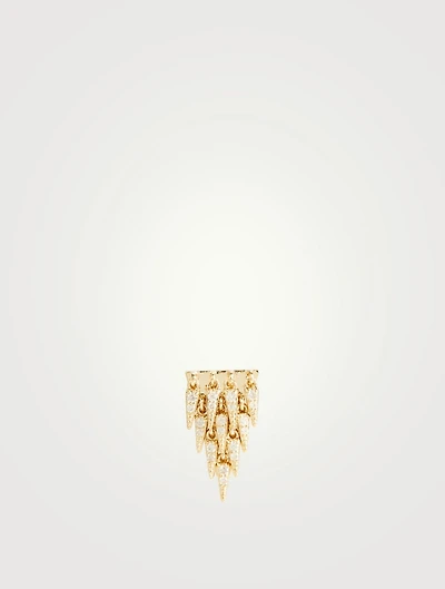 14K Gold Cascade Fringe Triangle Stud Earring With Diamonds