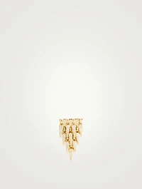 14K Gold Cascade Fringe Triangle Stud Earring With Diamonds