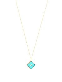 14K Gold Bezel Evil Eye Moroccan Pendant Necklace With Diamonds
