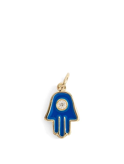 Mini 14K Gold Hamsa Pendant With Diamond