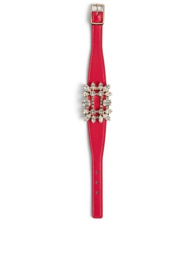 Broche Vivier Leather Bracelet With Swarovski Crystal