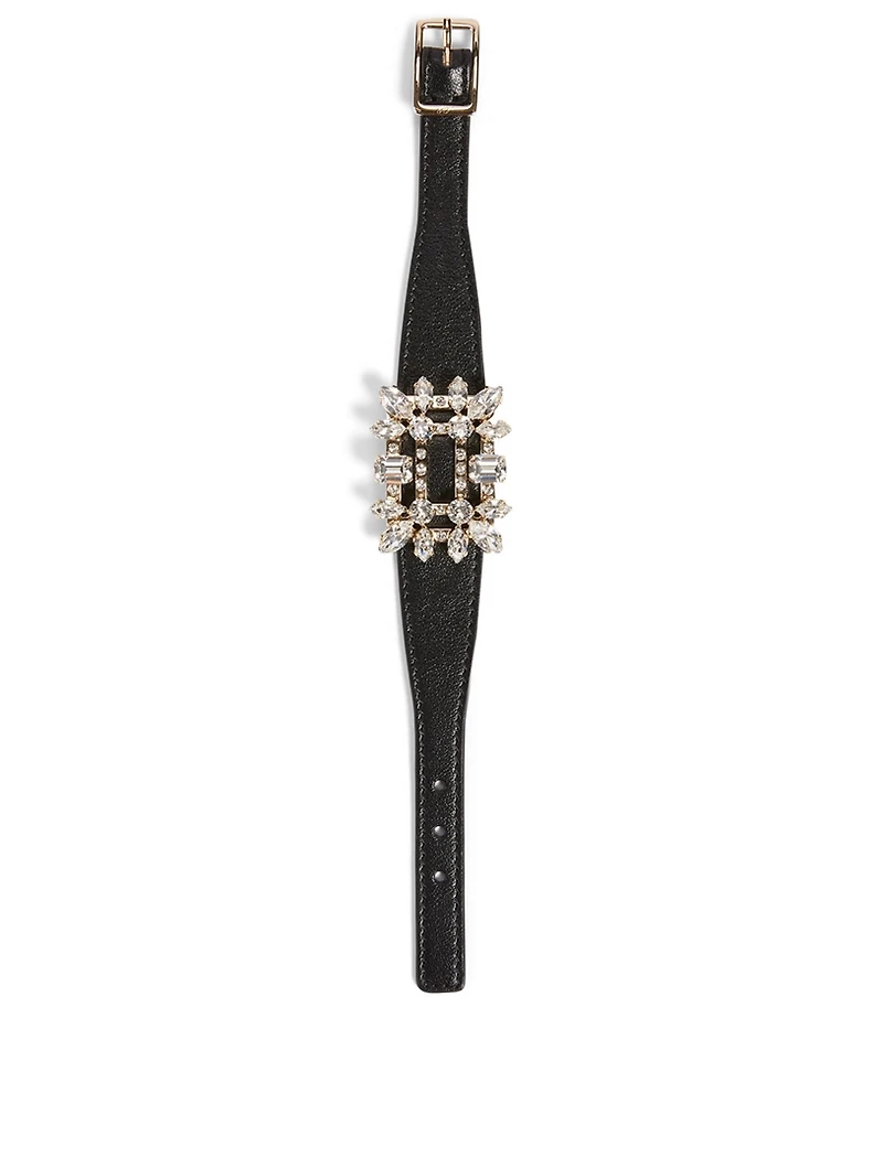 Broche Vivier Leather Bracelet With Swarovski Crystal