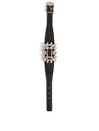 Broche Vivier Leather Bracelet With Swarovski Crystal
