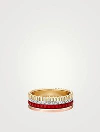 Small Red Edition Quatre Gold Ring With Ceramic And Diamonds