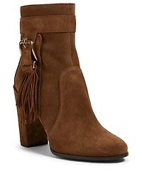 Suede Heeled Ankle Boots With Fringe