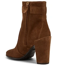 Suede Heeled Ankle Boots With Fringe