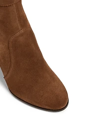 Suede Heeled Ankle Boots With Fringe