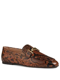 Double T Leather Loafers Python Print