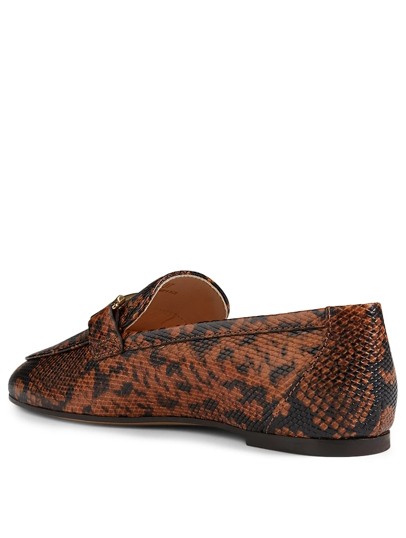 Double T Leather Loafers Python Print