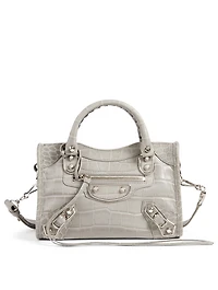Mini Classic City Metallic Edge Croc-Embossed Leather Bag