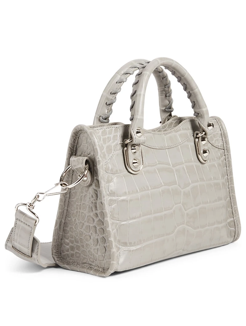 Mini Classic City Metallic Edge Croc-Embossed Leather Bag