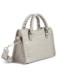 Mini Classic City Metallic Edge Croc-Embossed Leather Bag