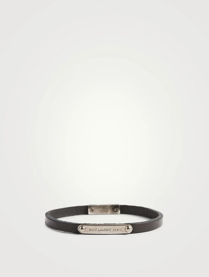 Leather Logo ID Bracelet