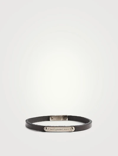 Leather Logo ID Bracelet