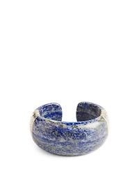 Classic Chain Silver Flex Cuff With Lapis Lazuli