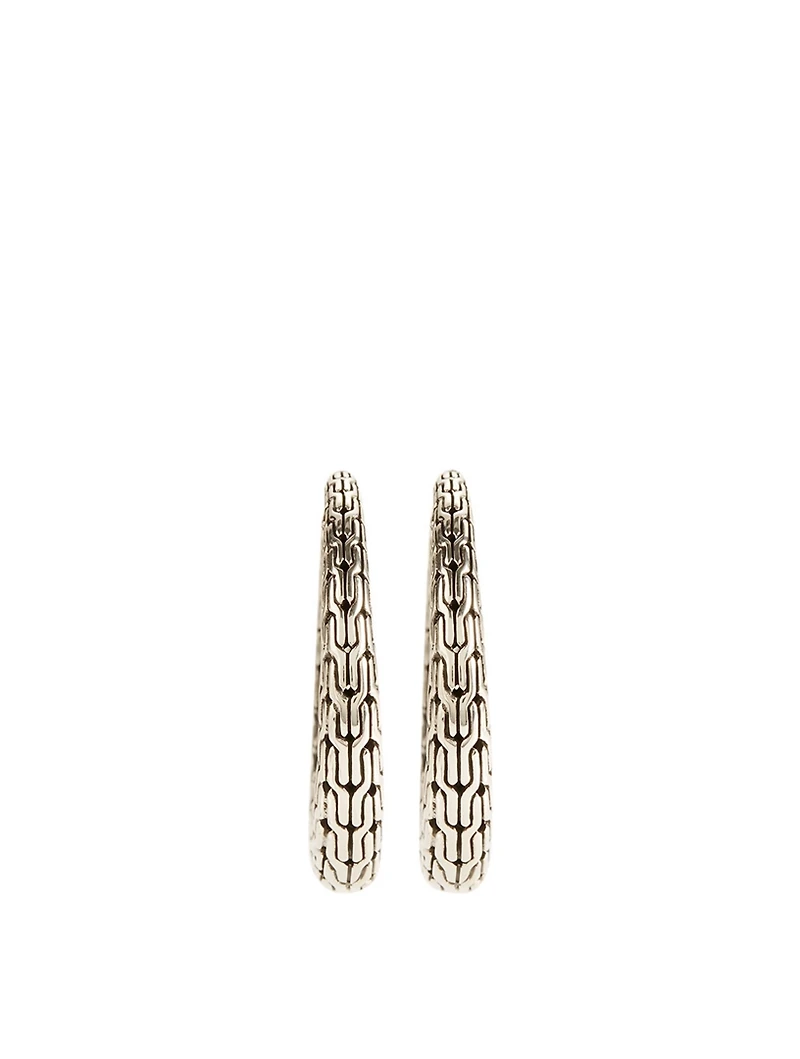 Small Classic Chain Silver Graduated Hinged Earrings