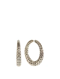 Small Classic Chain Silver Graduated Hinged Earrings