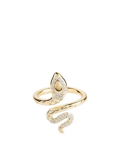 Legends Cobra 18K Gold Pavé Diamond Ring