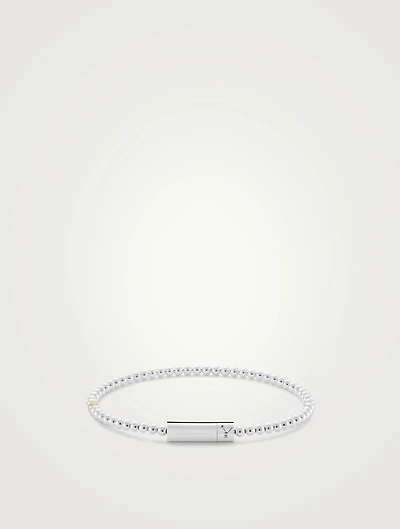 11g Polished Sterling Silver Bead Bracelet With Brushed 18K Gold Bead