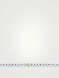 11g Polished Sterling Silver Bead Bracelet With Brushed 18K Gold Bead
