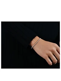 11g Polished Sterling Silver Bead Bracelet With Brushed 18K Gold Bead