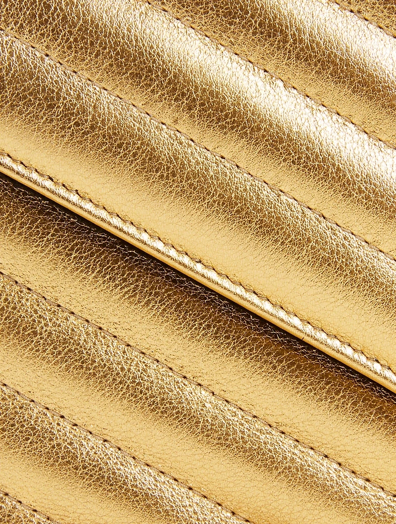 YSL Monogram Envelope Metallic Leather Chain Wallet Bag