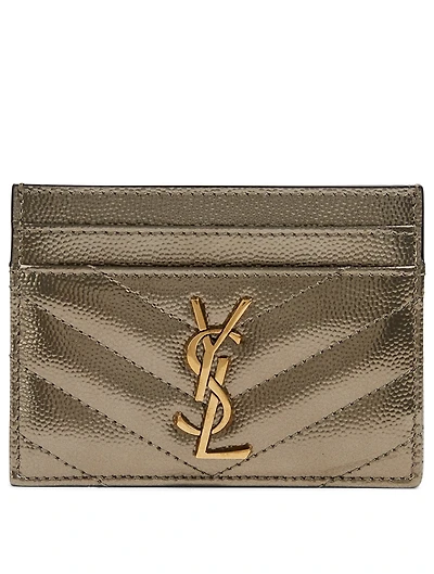 YSL Monogram Matelassé Metallic Leather Card Holder