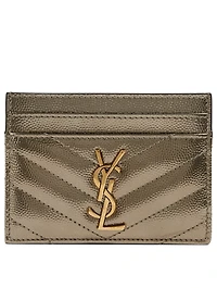 YSL Monogram Matelassé Metallic Leather Card Holder