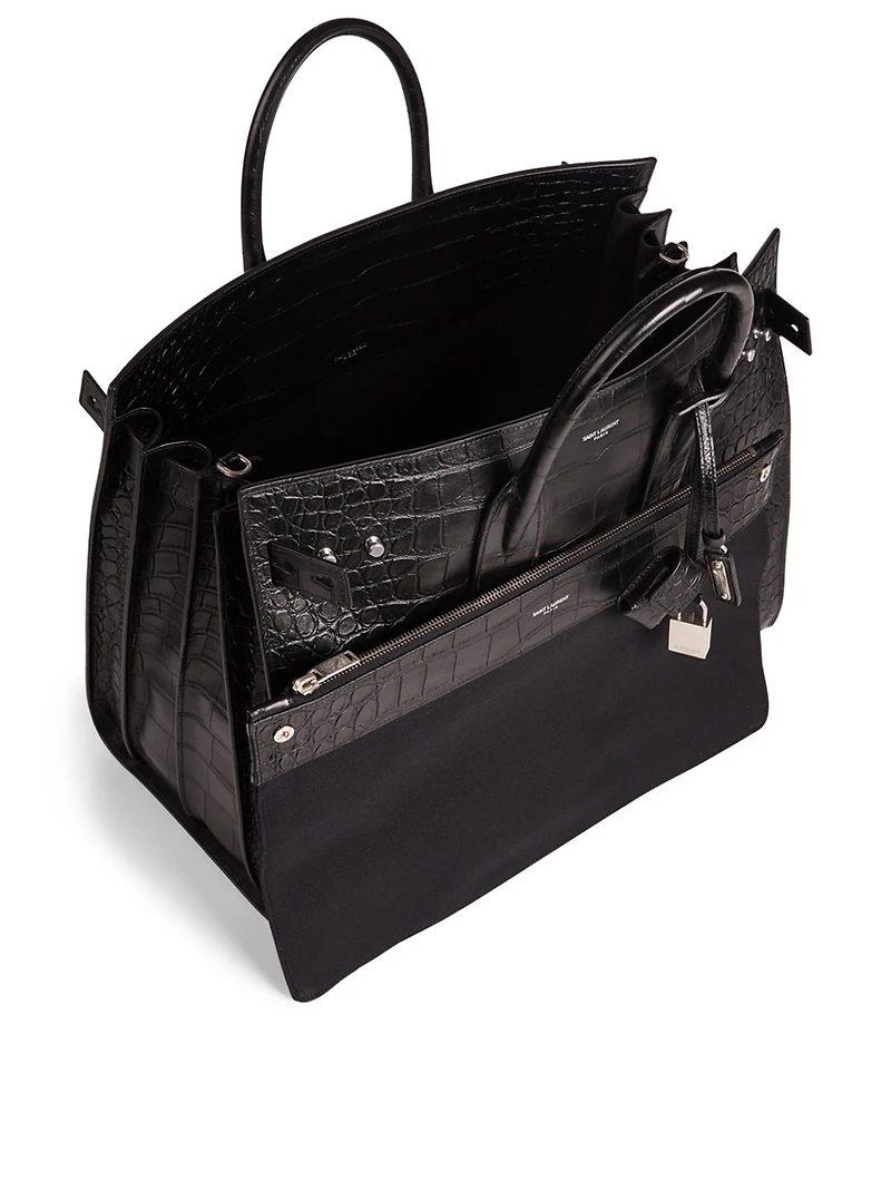 Sac De Jour Croc-Embossed Leather Tote Bag