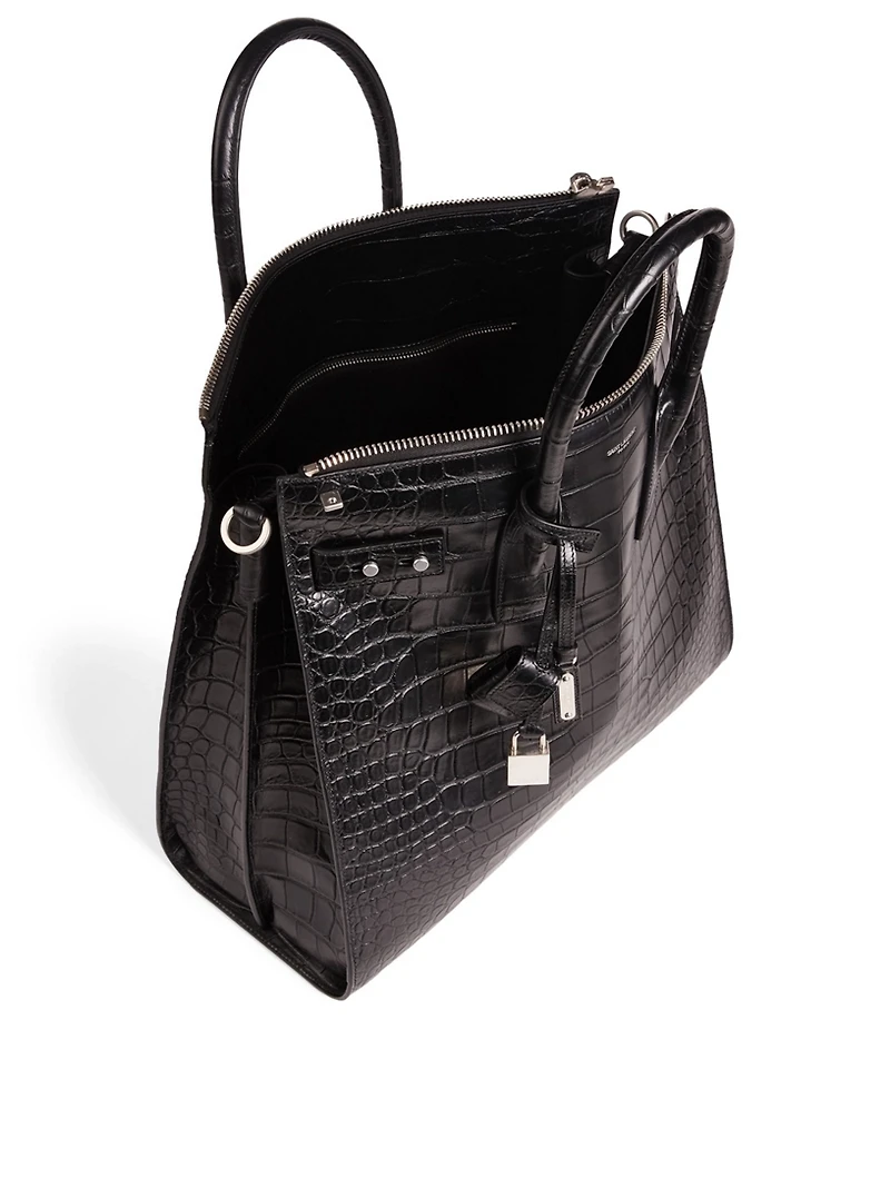 Sac De Jour North-South Croc-Embossed Leather Tote Bag