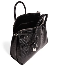 Sac De Jour North-South Croc-Embossed Leather Tote Bag