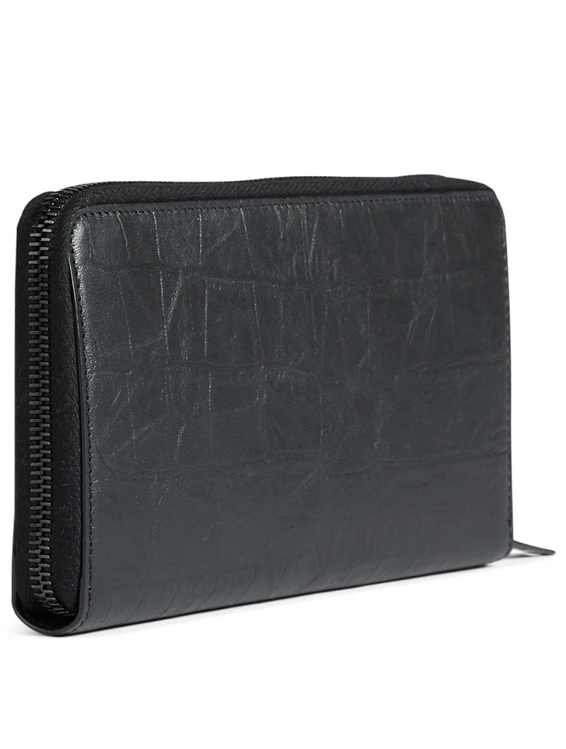 Monogram Croc-Embossed Leather Continental Wallet