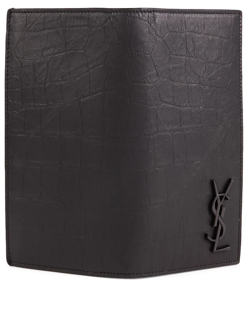Monogram Croc-Embossed Leather Wallet